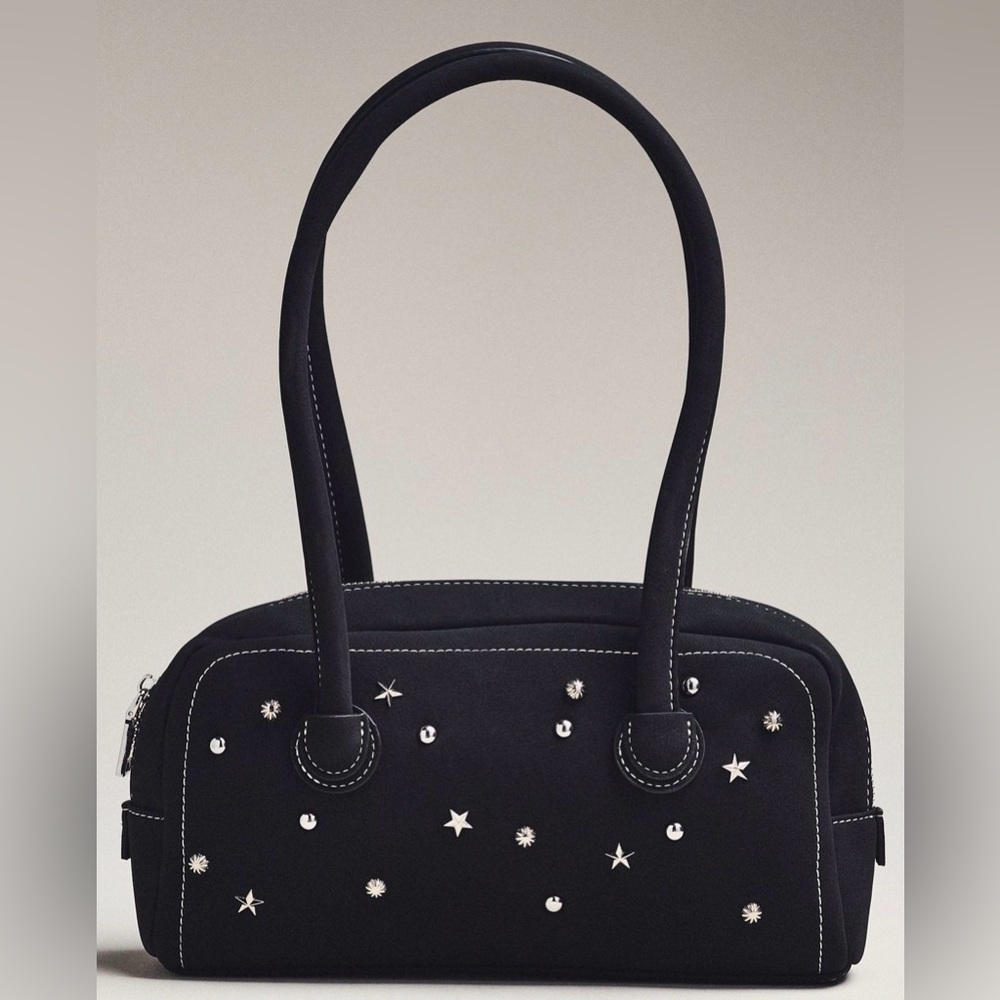 Anthropologie Melie Bianco Kennedy Faux Suede Studded Shoulder Bag NWT